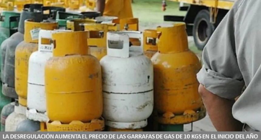 La desregulación aumenta el precio de las garrafas de gas de 10kgs en el inicio del año