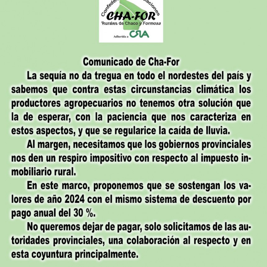 Comunicado de CHA-FOR