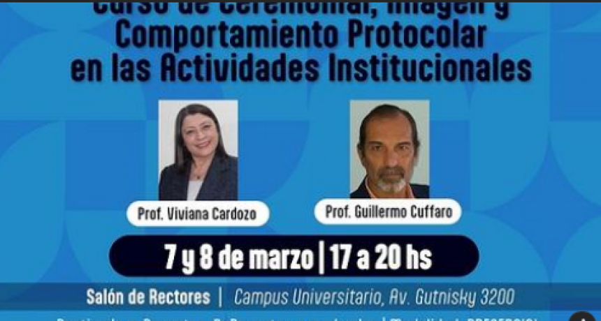 Curso de Ceremonial, Imagen y Comportamiento Protocolar en las Actividades Institucionales
