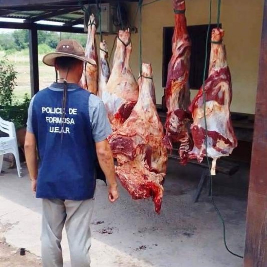 La Policía detectó y secuestró 340 kilos de carne vacuna transportada en la caja de una camioneta