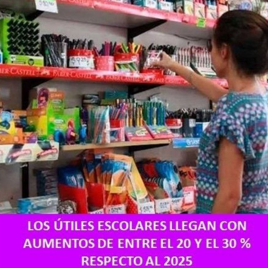 Los &uacute;tiles escolares llegan con auomentos de entre el 20 y el 30% respecto al 2025