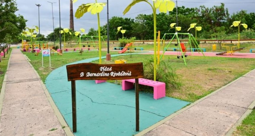 La Municipalidad arregl&oacute; y renov&oacute; la plaza del Bernardino Rivadavia que hab&iacute;a sido vandalizada