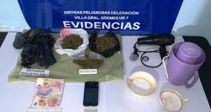 Dos mujeres fueron detenidas con más de 200 gramos de marihuana en Villa General Güemes