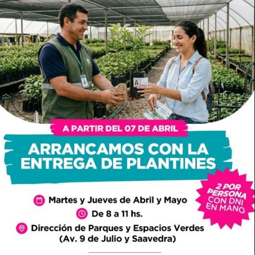  A PARTIR DEL MARTES 7 DE ABRIL PODES RETIRAR 2 PLANTINES