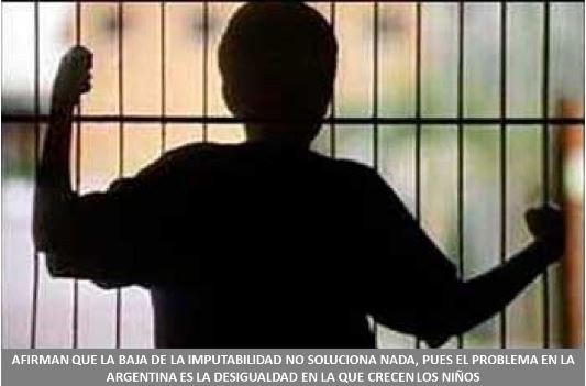 Afirman que la baja de la imputabilidad no soluciona nada, pues el problema en la Argentina es la desigualdad en la que crecen los niños