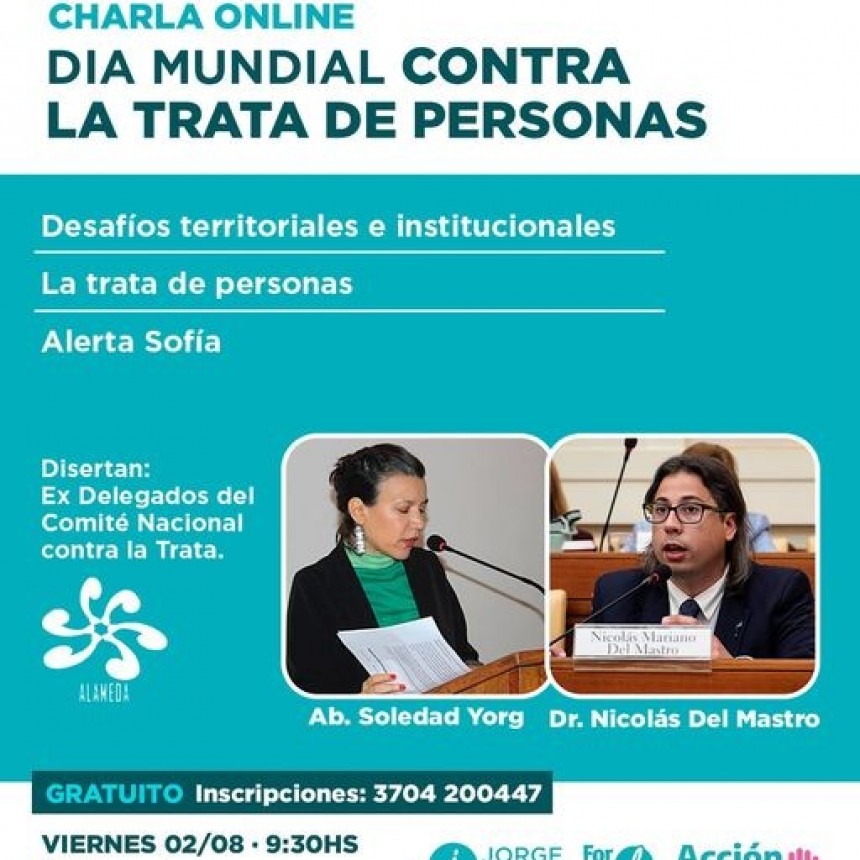 Este viernes 02/08 tendremos una charla online en el marco del Día Mundial de la Trata de Personas, donde trataremos diversos temas