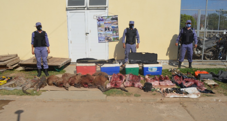 La Policía secuestró varias armas de fuego, animales silvestres y demoró a diez cazadores furtivos en General Güemes