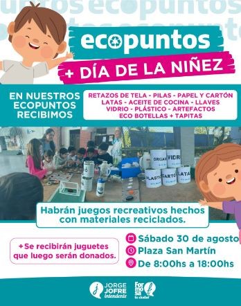Este sábado habrá un Ecopunto especial en la Plaza San Martín por el Mes de las Infancias