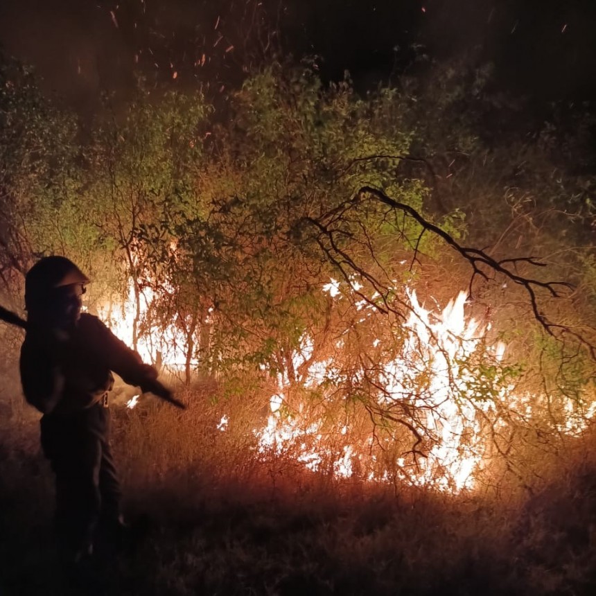 La Policía logró extinguir un incendio que afectó varias hectáreas de campo