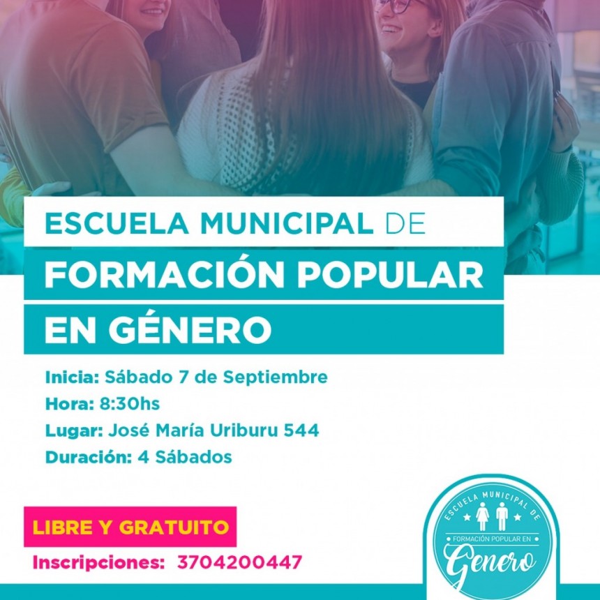 ¡Este sábado inicia la Escuela Municipal de Formación Popular en Género! 