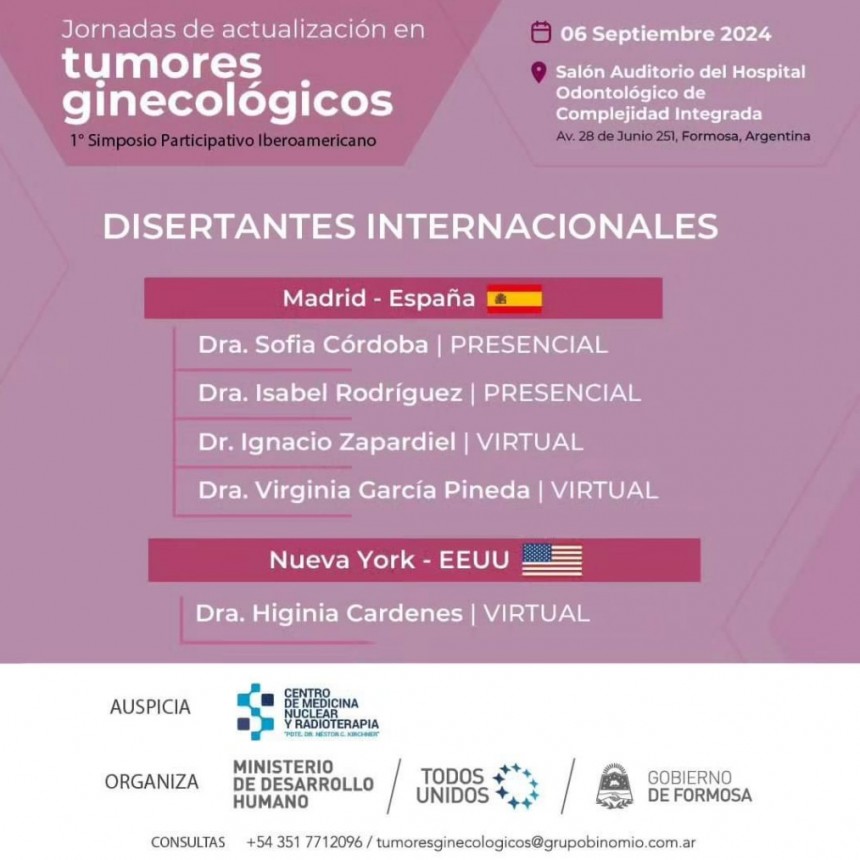 Se realizarán en Formosa las Jornadas de Actualización en Tumores Ginecológicos y el 1° Simposio Participativo Iberoamericano