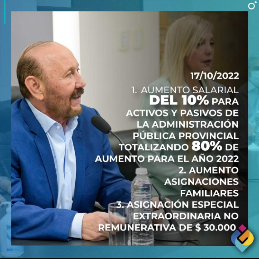 Insfrán anunció un nuevo incremento salarial del 10 por ciento y bono de 30 mil pesos para los agentes activos y pasivos de la administración publica