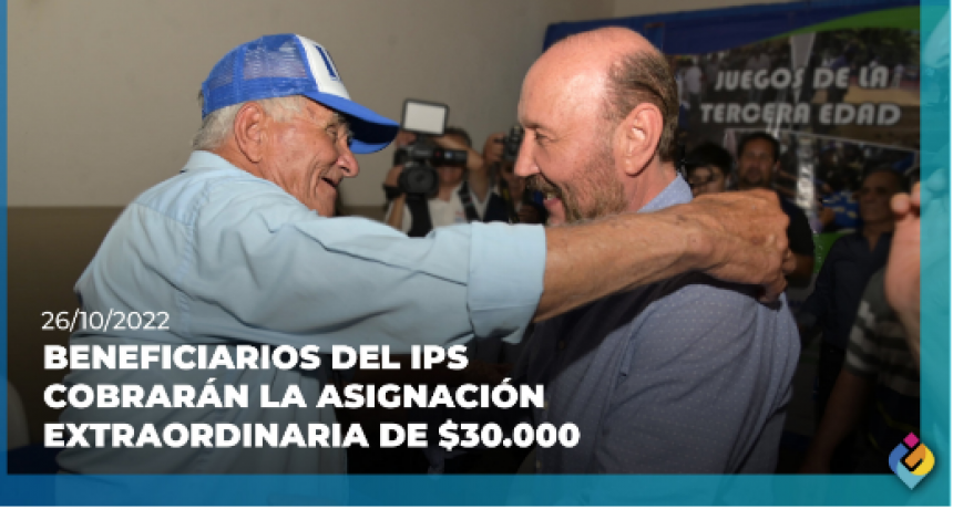 El gobernador anunció que los beneficiarios del IPS también cobrarán el bono de 30 mil pesos