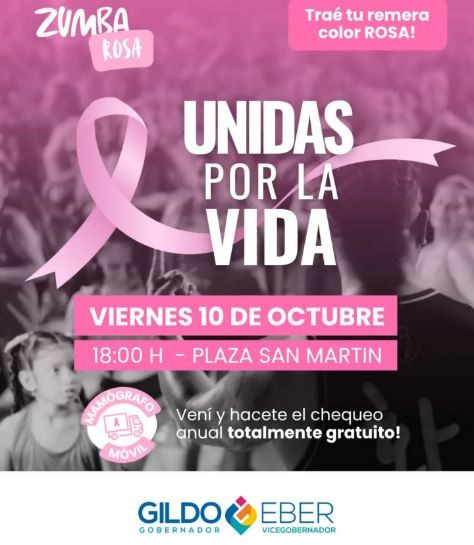  Este viernes 10 de octubre, Unidas por la vida: vení a la Segunda Edición de Zumba Rosa.