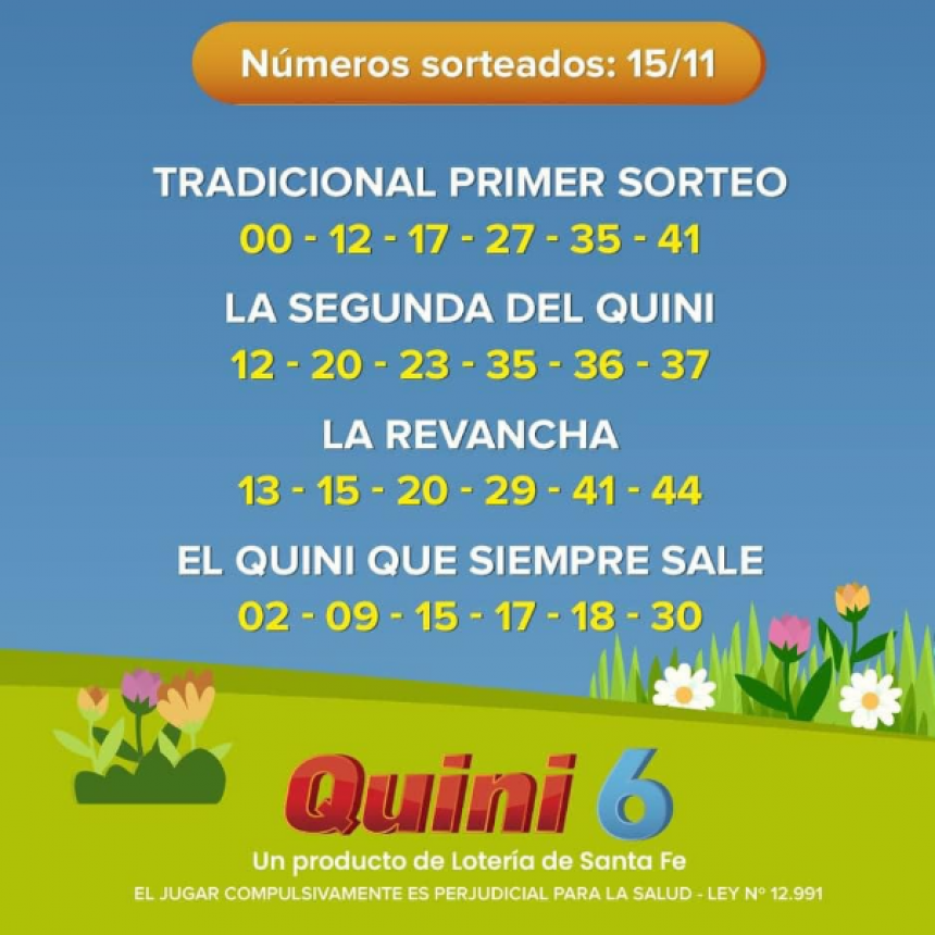 QUINI 6 / HAY TRES GANADORES FORMOSEÑOS EN LA MODALIDAD “ PREMIOS EXTRAS CON 6 ACIERTOS”  SORTEO Nº 3113 - 15/11/2023