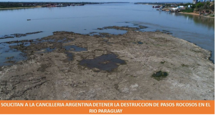 Solicitan a la Cancillería Argentina detener la destrucción de pasos rocosos en el río Paraguay