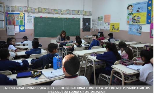 La desregulación impulsada por el Gobierno Central permitirá a los colegios privados fijar los precios de las cuotas sin autorización