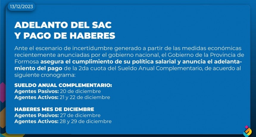El Gobernador confirmó la fecha de pago del aguinaldo y el sueldo de diciembre
