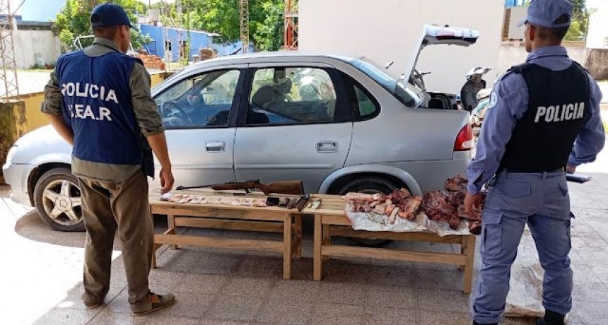 La Policía detuvo a un hombre, secuestró un vehículo, carne vacuna, dinero y un arma de fuego