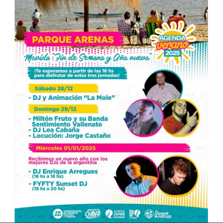 ¡Arranca la AgendaVerano2025 con un súper fin de semana en el PARQUE ARENAS